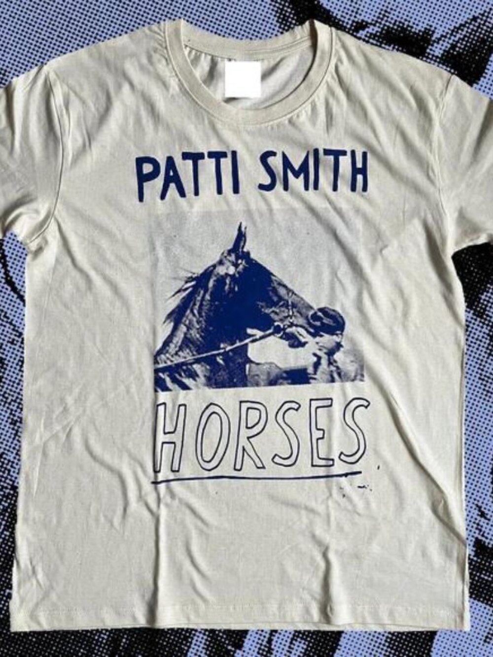 Patti Smith Horses T-Shirt Blue On Off-White